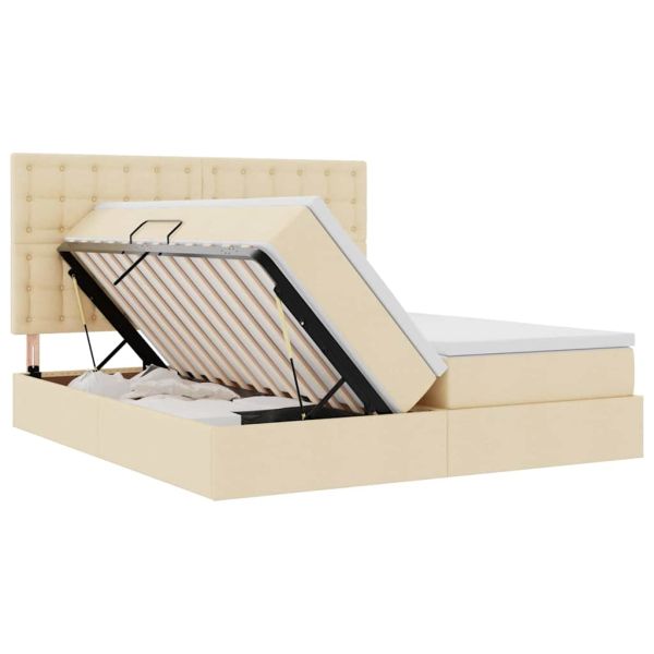 Легло с място за съхранение Кремав 180 x 200 cm Изкуствена