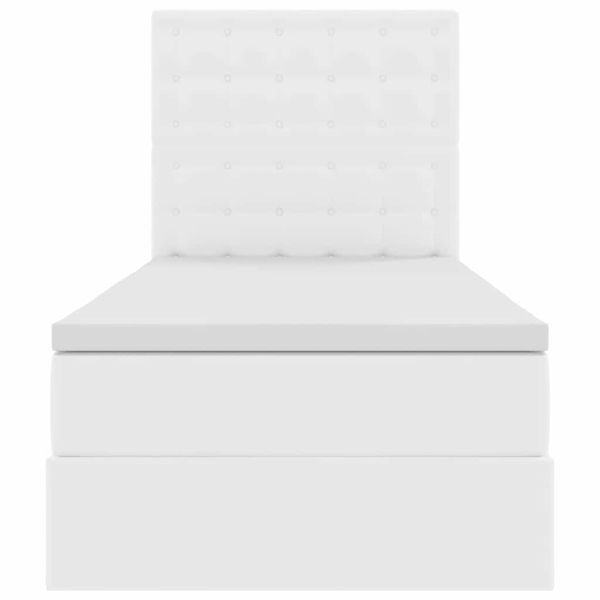 Легло с място за съхранение и LED с LED Чисто бяло 90 x 190 cm