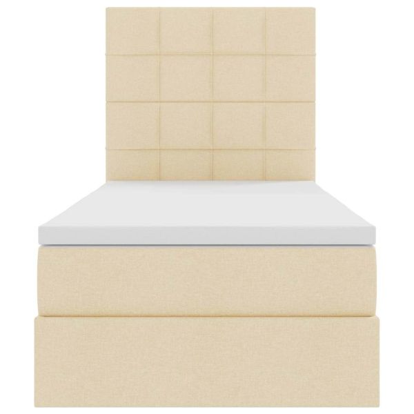 Легло с място за съхранение и LED Кремав 90 x 200 cm Полиестер