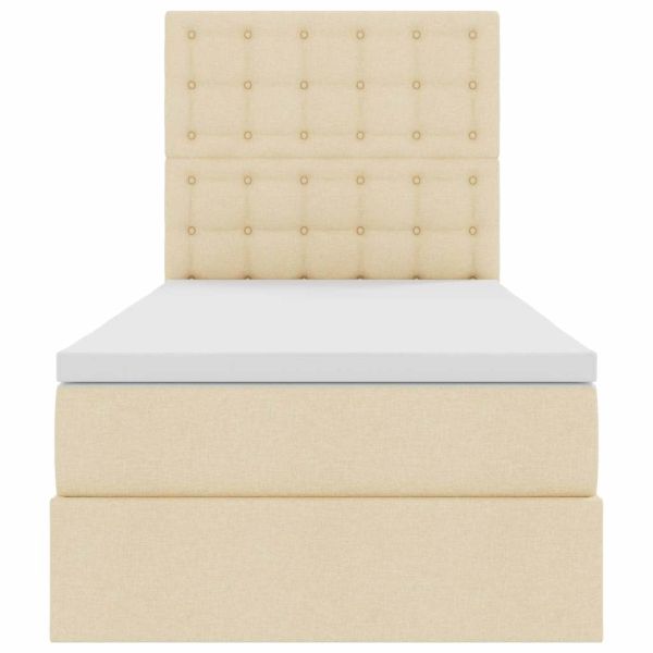 Легло с място за съхранение и LED Кремав 90 x 200 cm Полиестер