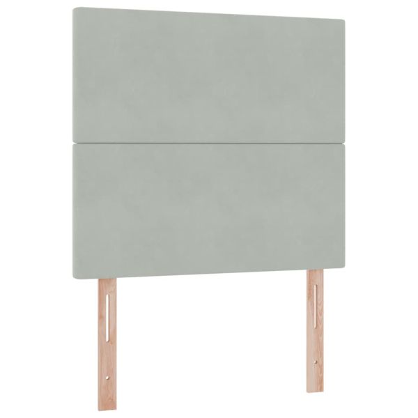 Легло с място за съхранение и LED Светлосиво 90 x 200 cm Кадифе