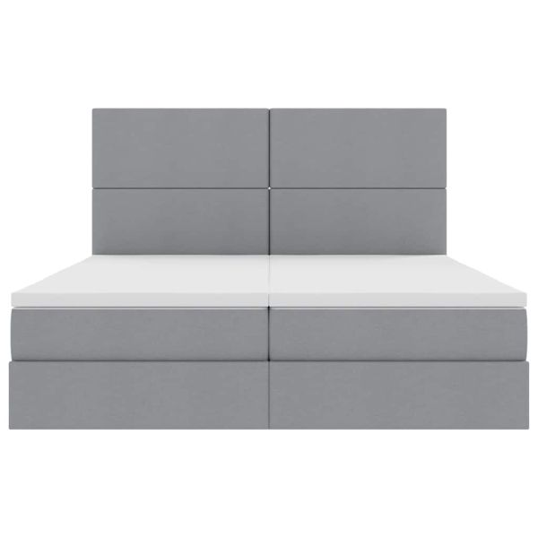 Легло С LED лентисти светлини Светлосиво 180 x 200 cm текстил