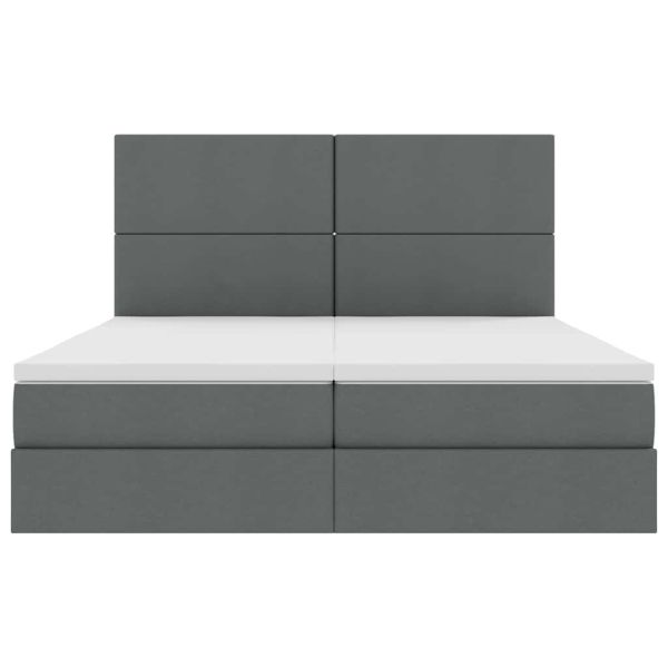 Легло С LED лентисти светлини Тъмен сив 180 x 200 cm текстил