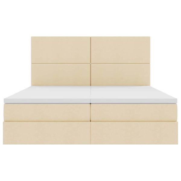 Легло С LED лентисти светлини Кремав 180 x 200 cm текстил