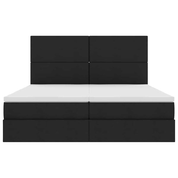 Легло С LED лентисти светлини Черно 200 x 200 cm текстил