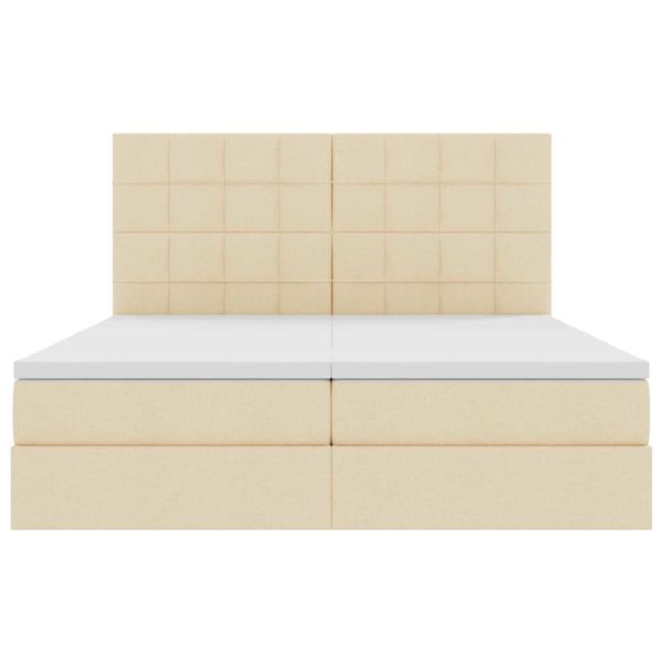 Легло С LED лентисти светлини Кремав 180 x 200 cm текстил