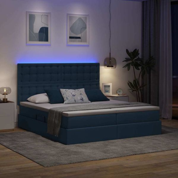 Легло С LED лентисти светлини Синьо 200 x 200 cm текстил