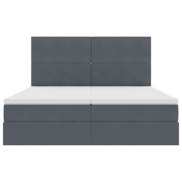 Легло С LED лентисти светлини Тъмен сив 180 x 200 cm Кадифе