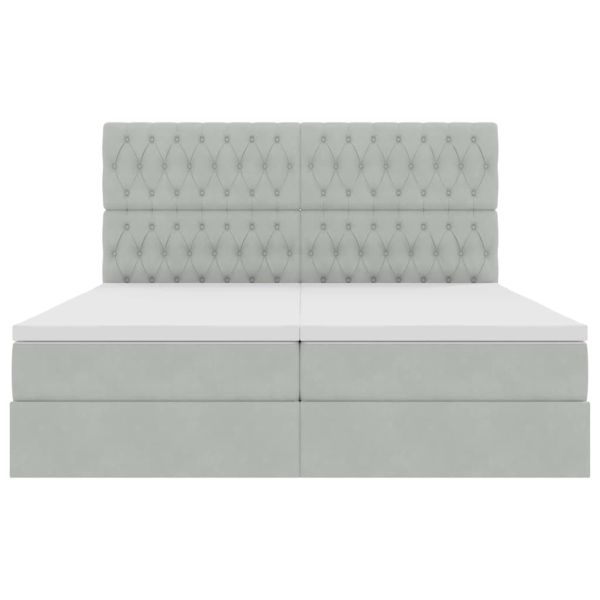 Легло С LED лентисти светлини Светлосиво 180 x 200 cm Кадифе