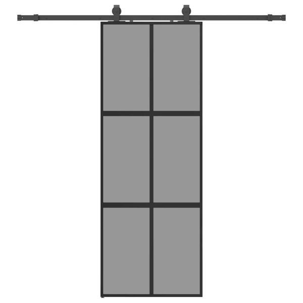 Плъзгаща се врата с комплект обков Черно 76x205 cm
