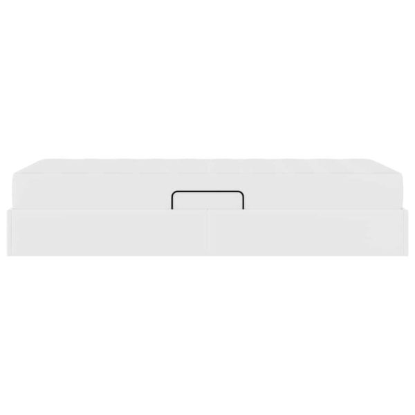 Легло с място за съхранение и матрак с матрак 2 pcs Бяло Кожа