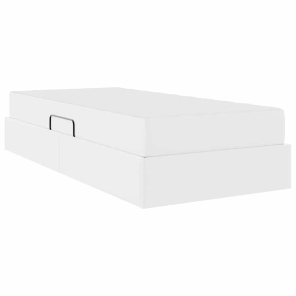 Легло с място за съхранение и матрак с матрак 2 pcs Бяло Кожа