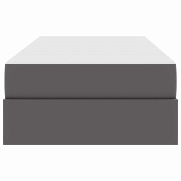 Легло с място за съхранение и матрак с матрак 2 pcs Сив Кожа