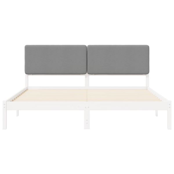 Леглова рамка с тапицирана гръбна част Светлосиво 200 x 200 cm