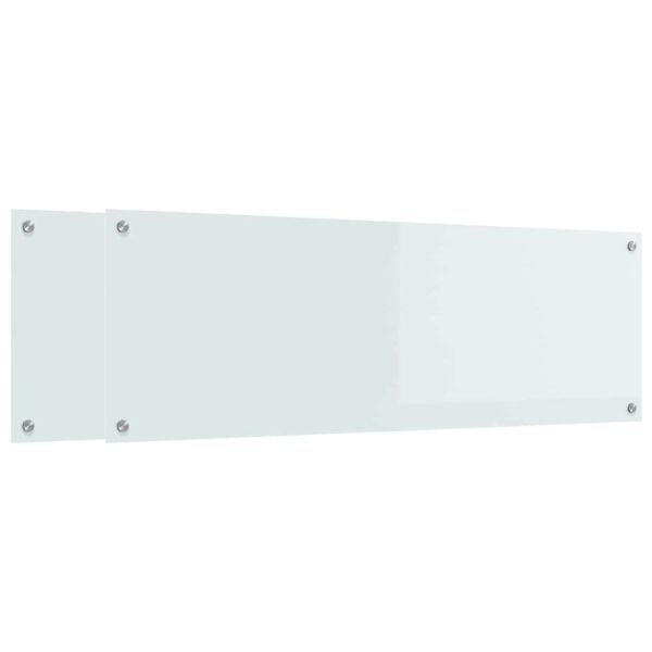 Кухненски гръб 2 pcs Бяло 120 x 40 cm закалено стъкло