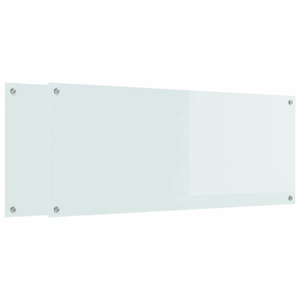 Кухненски гръб 2 pcs Бяло 120 x 50 cm закалено стъкло