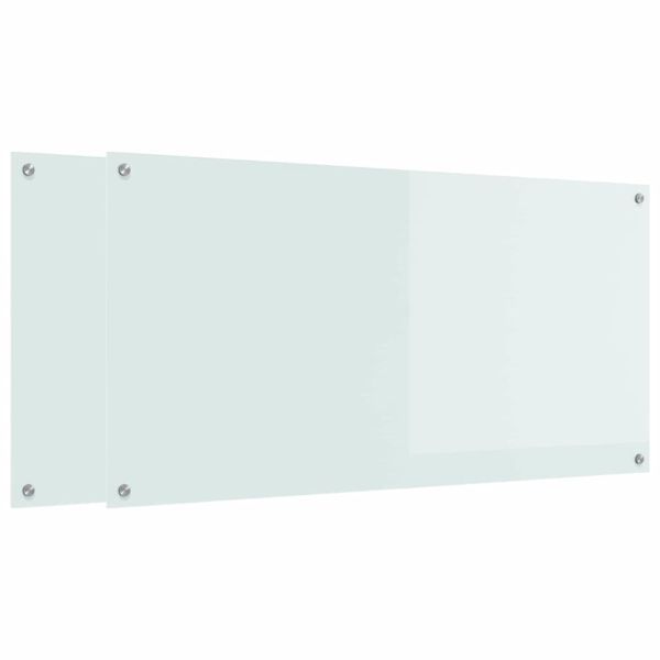 Кухненски гръб 2 pcs Бяло 120 x 60 cm закалено стъкло