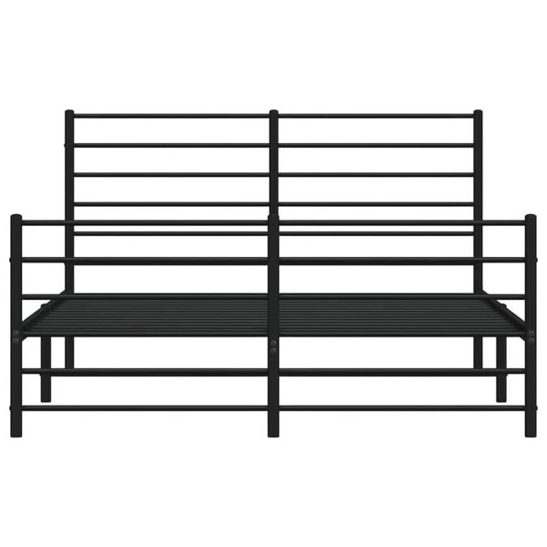 Метална рамка за легло с горна и долна табла, черна, 140x200 см