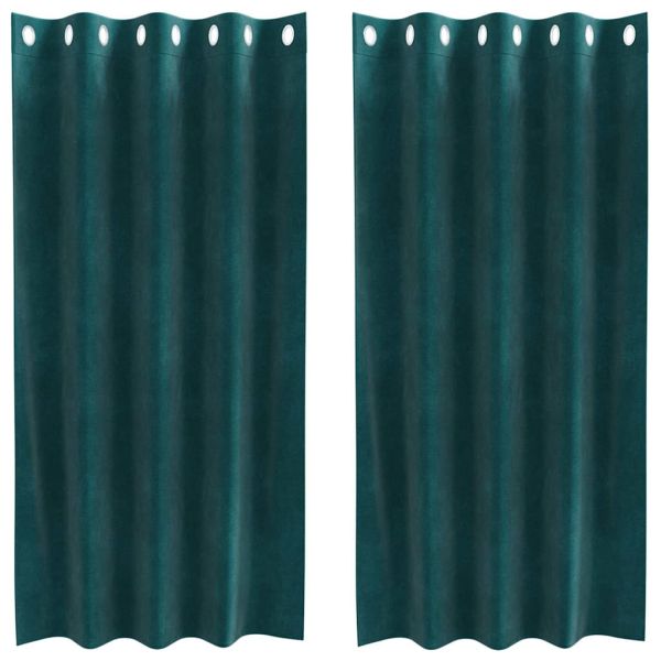 Затъмняващи завеси 2 pcs Тъмен зелен 140 x 175 cm Кадифе