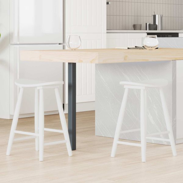 Обедени столове 2 pcs Бяло 46 x 37 x 63 см Солидно гумено дърво