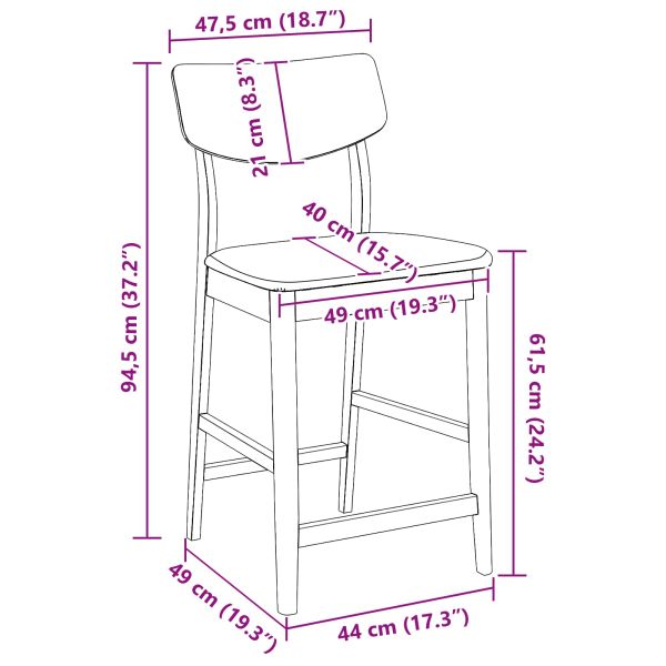 Обедени столове 2 pcs Естествен 48 x 49 x 95 см