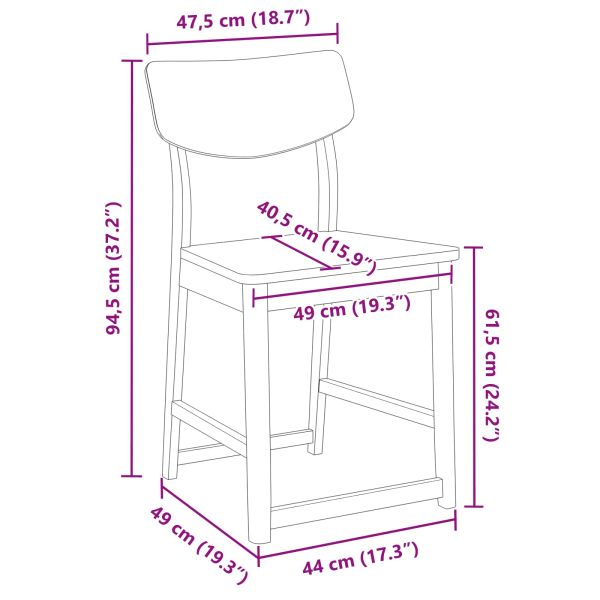 Обедени столове 2 pcs Бяло 48 x 49 x 95 см Солидно гумено дърво