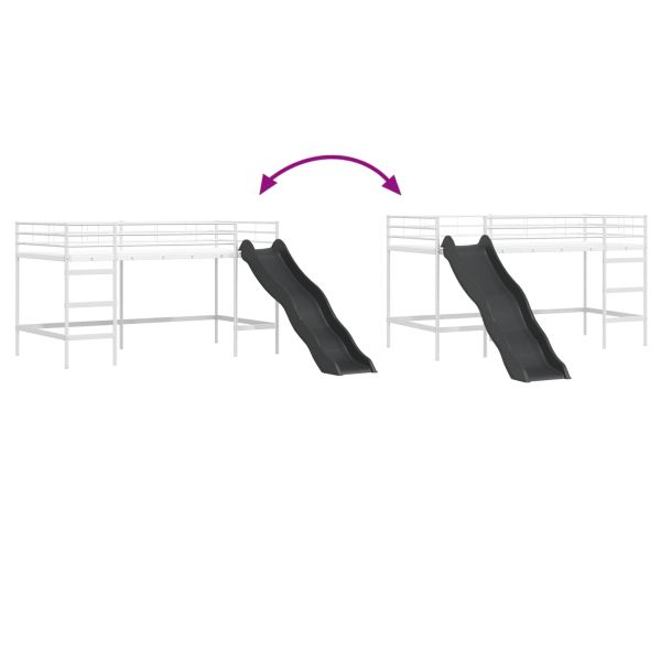 Двуетажно легло с пързалка за деца Бяло и антрацит 90 x 200 cm