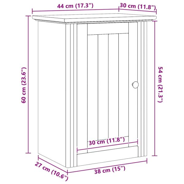 Банен стенен шкаф с врата BODO Меден кафяв 44 x 30 x 60 см
