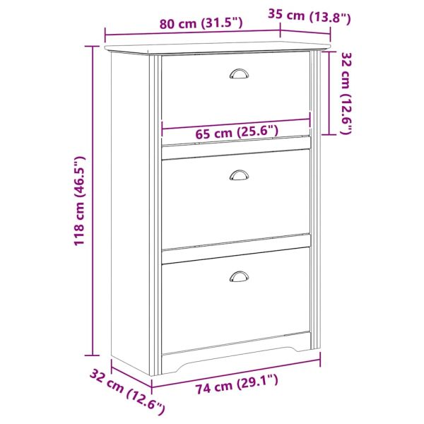 Шкаф за обувки с чекмедже BODO Меден кафяв 80 x 35 x 118 см