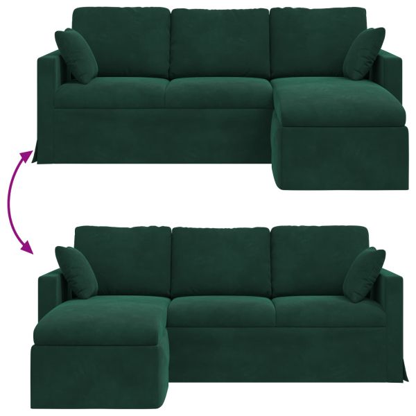 Диван Тъмен зелен 198 x 134 x 80 см Кадифе