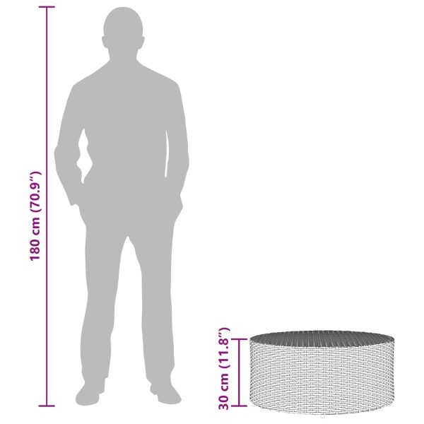 Масичка за кафе за открито Сив Ø 68 x 30 см полиратан