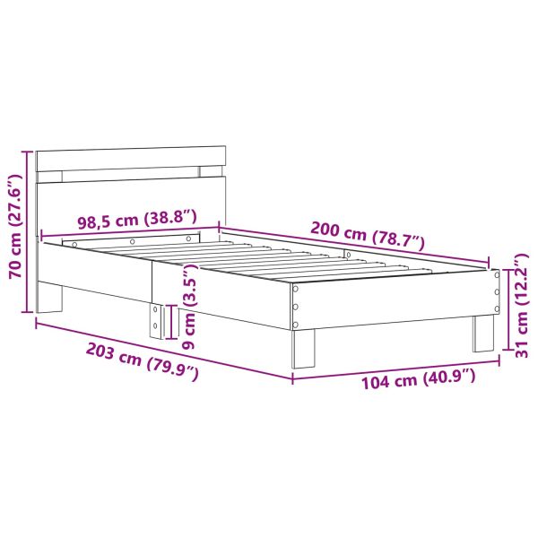 Рамка за легло с таблото Дъб 98.5 x 200 см Инженерно дърво