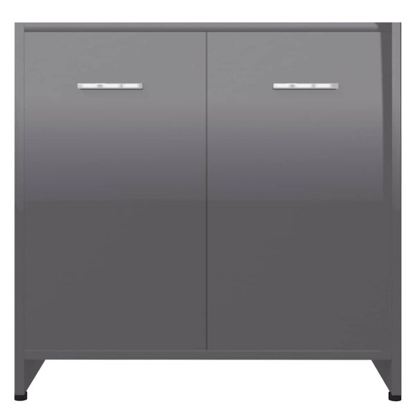 Шкаф за баня, сив гланц, 60x33x61 см, ПДЧ