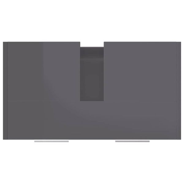 Шкаф за баня, сив гланц, 60x33x61 см, ПДЧ