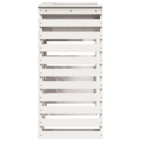 Външна бар маса, бяла, 113,5x50x103 см, борово дърво масив