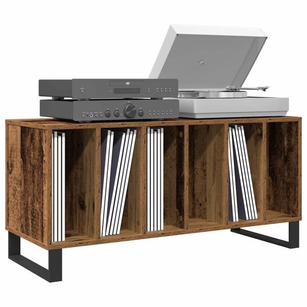 Шкаф за грамофонни плочи с рафт Старо дърво 100 x 38 x 48 см