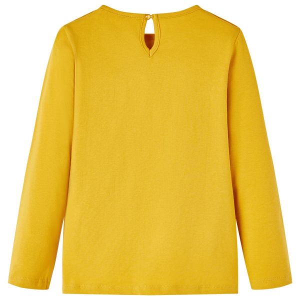 Детска тениска с дълъг ръкав, охра, 140