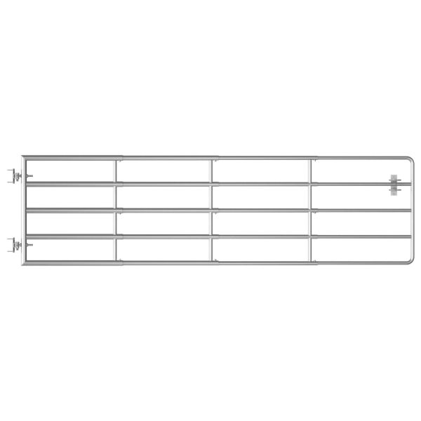 Оградна порта, 5 пръта, стомана, (115-300)x90 см, сребриста