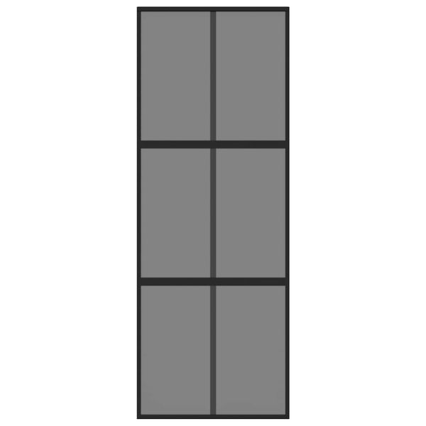 Плъзгаща се врата, черна, 76x205 см, закалено стъкло и алуминий