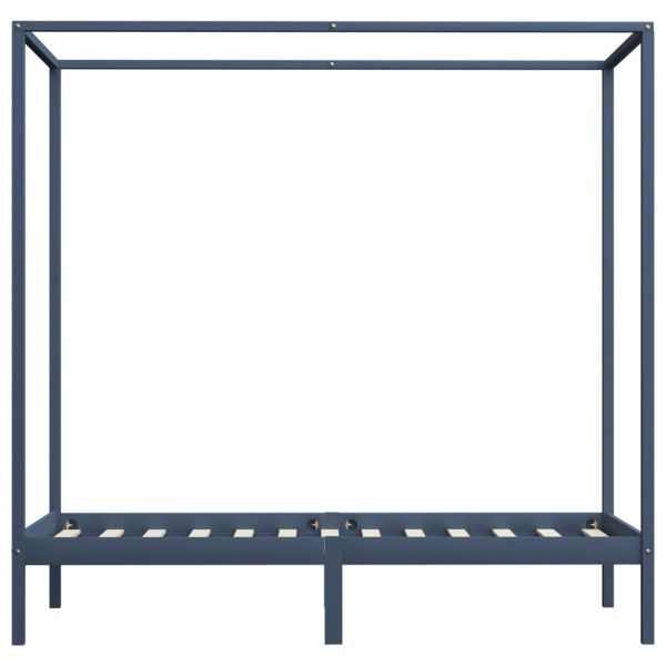 Рамка за легло с балдахин, сива, бор масив, 100х200 см