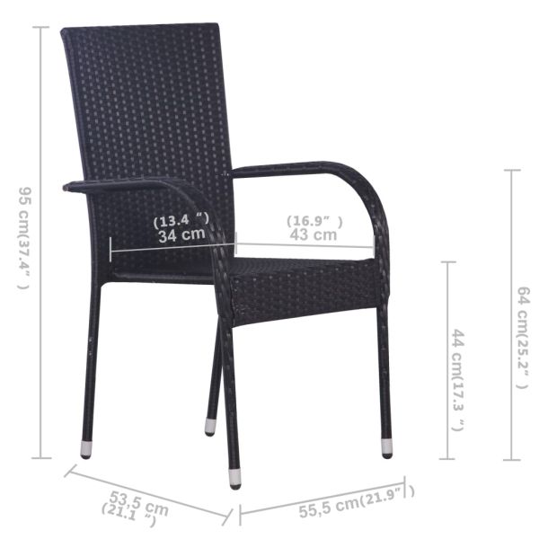Градински трапезен комплект, 5 части, черен