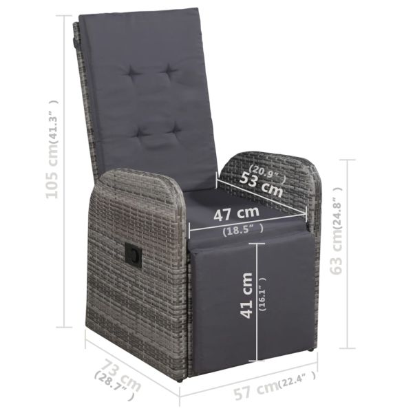 Градински трапезен комплект, 5 части, сив