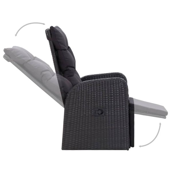 Градински трапезен комплект, 5 части, черен