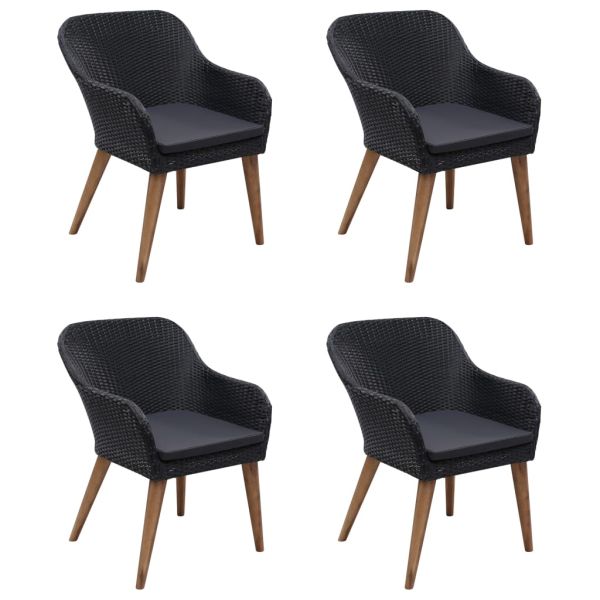 Градински трапезен комплект, 5 части, черен