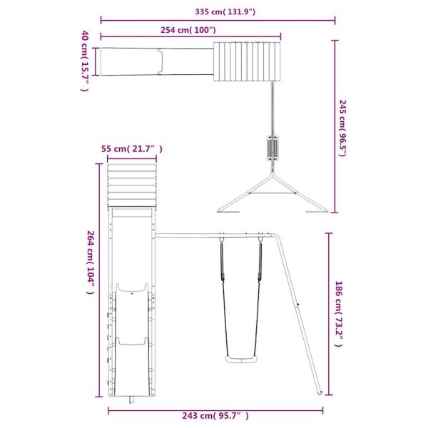 Комбинирано детско съоръжение за игра на открито, бор масив