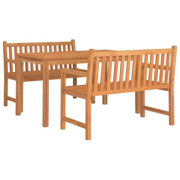 Градински трапезен комплект, 3 части, тиково дърво масив