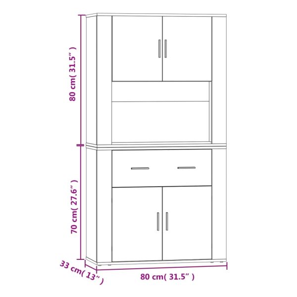 Висок шкаф, опушен дъб, инженерно дърво