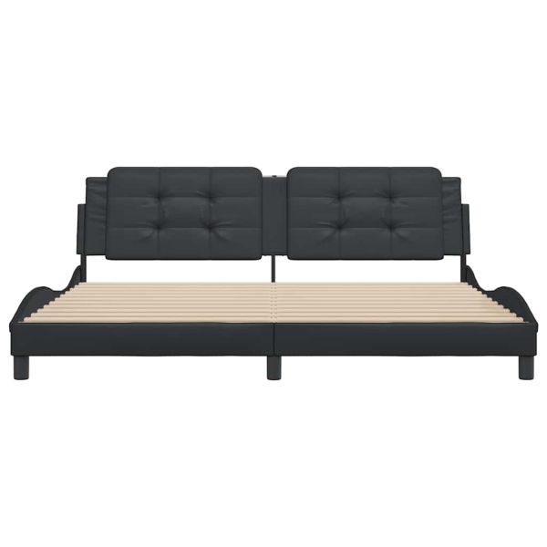 Рамка за легло без матрак Zadar, черна, 200x200 см, изкуствена кожа