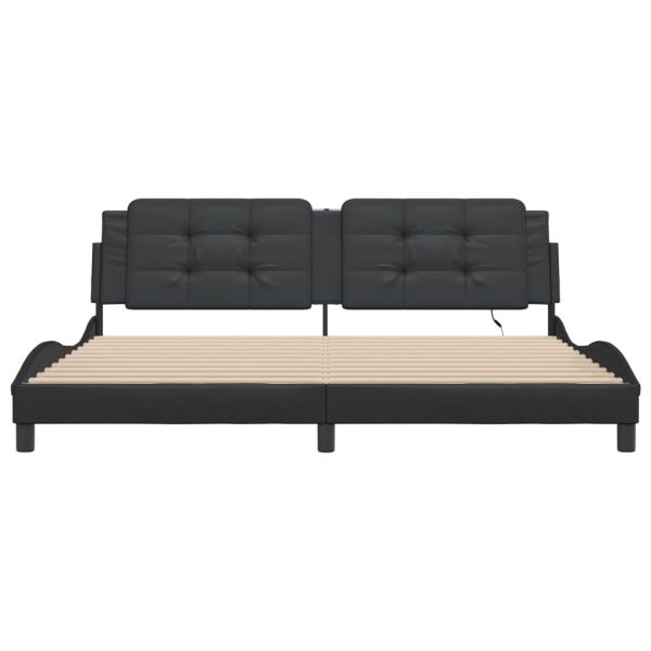 Рамка за легло с LED без матрак Zadar, черна, 200x200 см