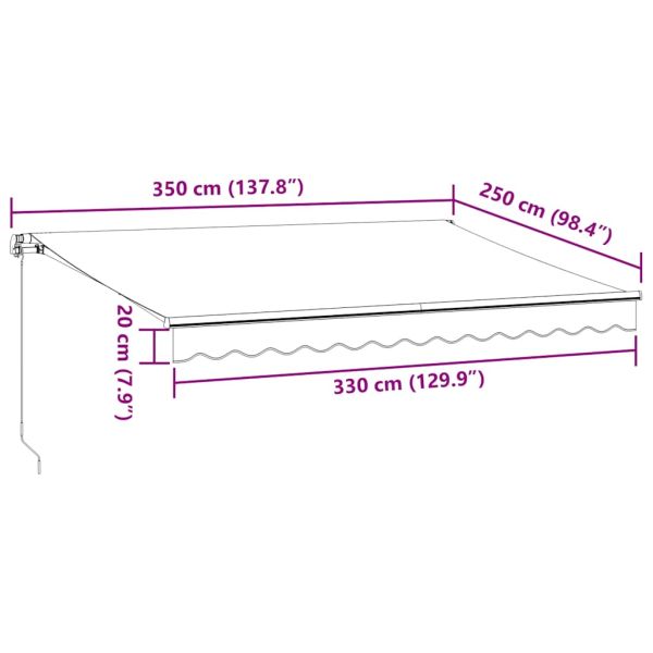 Ръчно прибираща се тента, антрацит и бял, 350x250 см